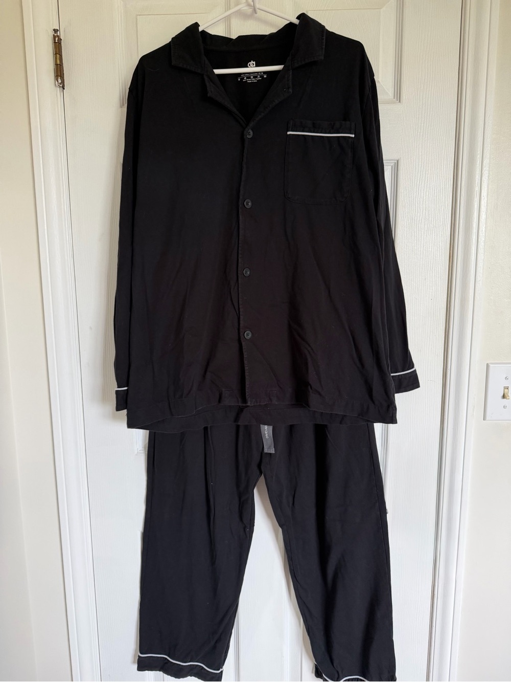 David Archy Men’s Black Cotton Pajama Lounge Set Size Large